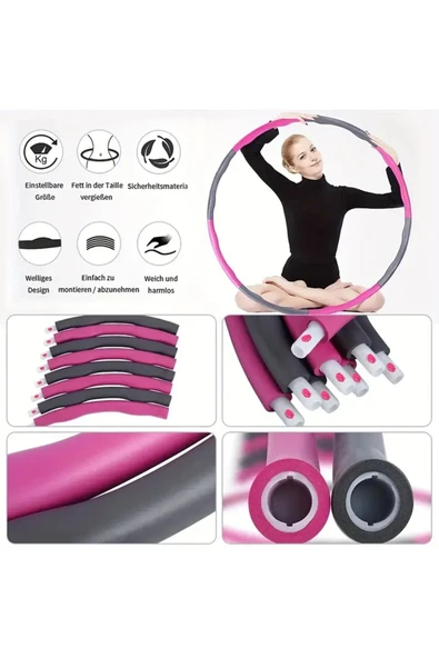 HEPİTOP 8 Parçalı Ayarlanabilir Ağırlıklı Hula Hoop – 1 kg, 72/85/95 cm Wellness Hoop Egzersiz Çemberi - 8