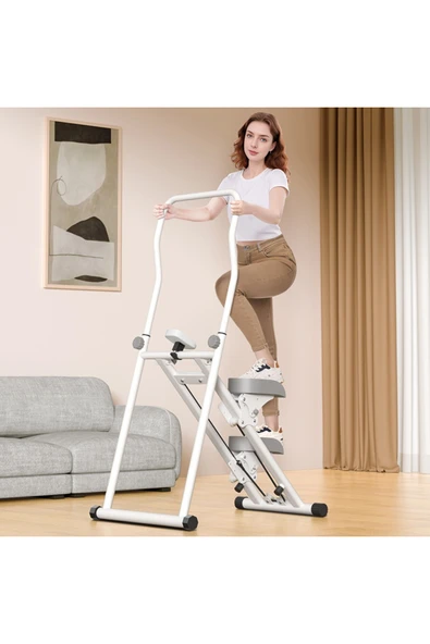 HEPİTOP Katlanabilir Dikey Tırmanma Egzersiz Aleti Yeni Versiyon Beyaz - 1