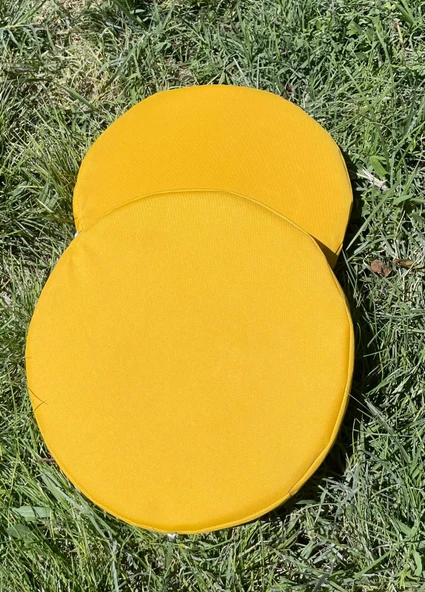 Elyaf Sepeti 35*5 Bahçe/Kreş/Okul Su Geçirmez  Kılıflı Fermuarlı Yuvarlak Yer Minderi - 5