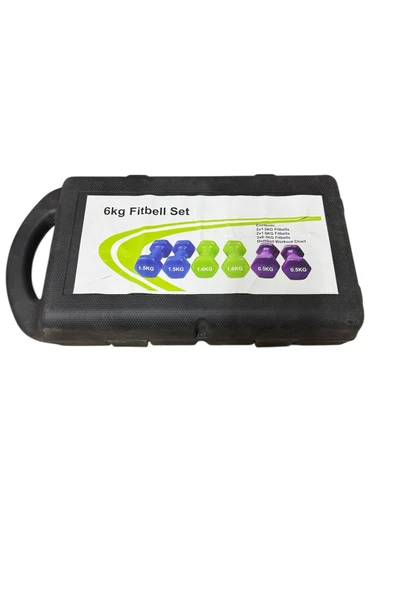 HEPİTOP 6 Kg Vinly Kaplı Dipping Dumbbell Set Kadınlar İçin Çantalı Dambıl Set 0,5 kg, 1 Kg, 1,5 kg - 4