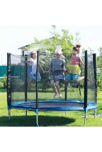 HEPİTOP Büyük Boy File Korumalı 244 Cm Trambolin Outdoor Bahçe Tipi Güvenlik Fileli 8 Ft Trambolin - 4
