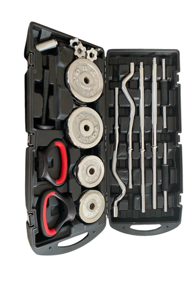 HEPİTOP Çantalı Döküm Demir Plaka Dambıl Seti 55 Kg Krom Dumbbell Set - 2