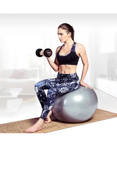 HEPİTOP 65 cm   Pilates Topu Şişirme Pompalı Plates Denge Yoga Spor Egzersiz Topu Jimnastik Top - 3