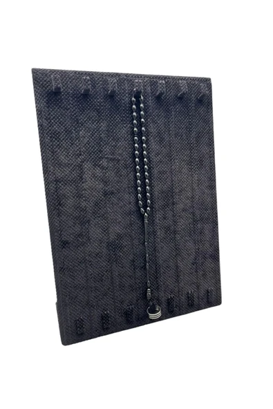 Keten Kumaş Siyah Renk 35/25 Cm Ayaklı Tırnaklı Tesbih Yüzük Kombin Sergileme Standı - 1