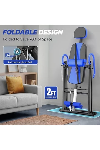 HEPİTOP Ters Duruş Sehpası, İnversiyon Terapi Aleti, Baş Aşağı Duruş Egzersiz Standı Inversion Therapy Mavi - 2