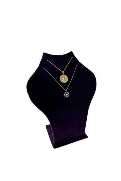 Bangok Model Süet Mor Çoklu Kolye Gerdanlık Takı Sergileme Mankeni ürün görseli