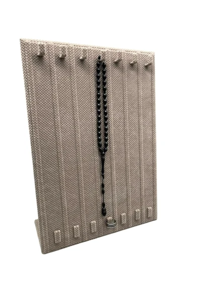 Keten Kumaş Bej Renk 35/25 Cm Ayaklı Tırnaklı Tesbih Yüzük Kombin Sergileme Standı ürün görseli