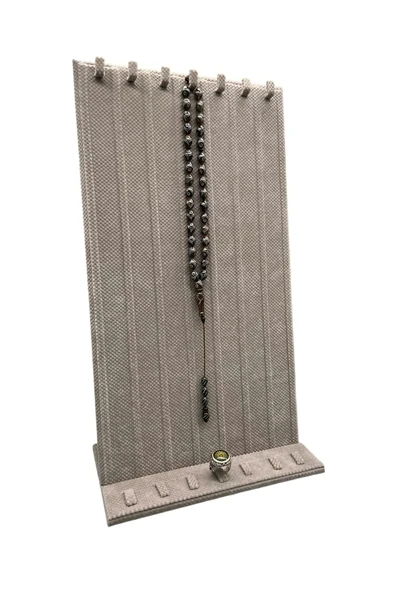 Keten Kumaş Sütlü Kahve 45/25Cm Ayaklı Tırnaklı Tesbih Yüzük Kombin Sergileme Standı ürün görseli