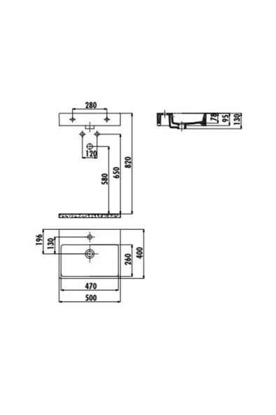 Next 40x50 Cm Setüstü Düz Kare Lavabo Nx242 - Resim 2