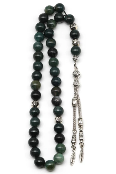 Yosun Akik Doğal Taş Tesbih 8 mm Küre Kesim - Resim 2