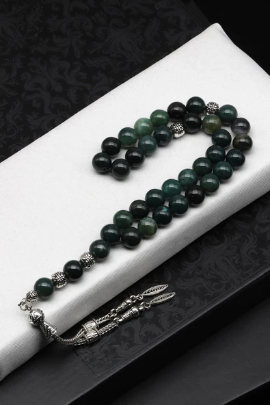 Yosun Akik Doğal Taş Tesbih 8 mm Küre Kesim ürün görseli 1