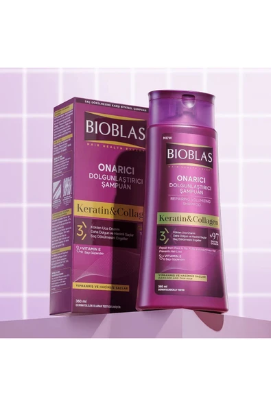 Bioblas Keratin - Kolajen Onarıcı Dolgunlaştırıcı Saç Bakım Şampuanı 360 Ml İnce ve Yıpranmış Saçlar - Resim 2