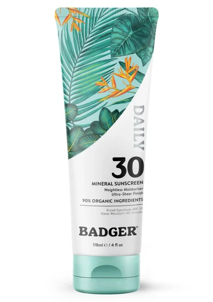 Badger Daily Mineral Güneş Kremi SPF30 | Organik & Temiz İçerikli Fiziksel Koruyucu | Beyaz İz Bırakmaz | Yüz ve Vücut İçin | 118ml ürün görseli 1