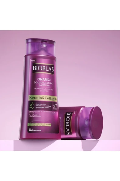 Bioblas Keratin - Kolajen Onarıcı Dolgunlaştırıcı Saç Bakım Şampuanı 360 Ml İnce ve Yıpranmış Saçlar - Resim 3