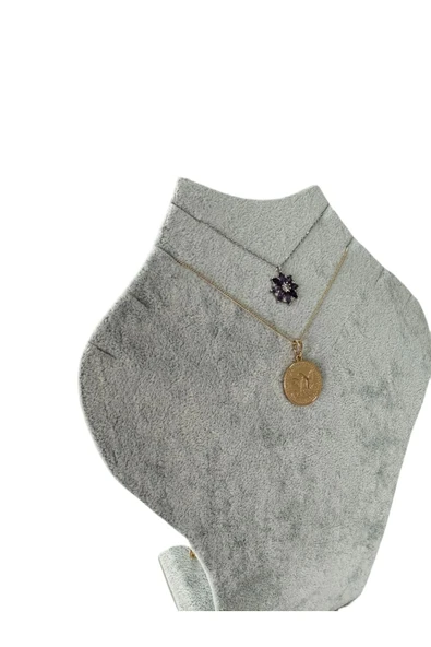 Bangok Model Süet Gri Kolye Çoklu Gerdanlık Takı Sergileme Mankeni - Resim 2