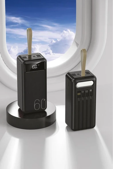 1060 60000mAh Ledli 4 Çıkışlı Taşınabilir Hızlı Şarj Dijital Göstergeli Powerbank - 2