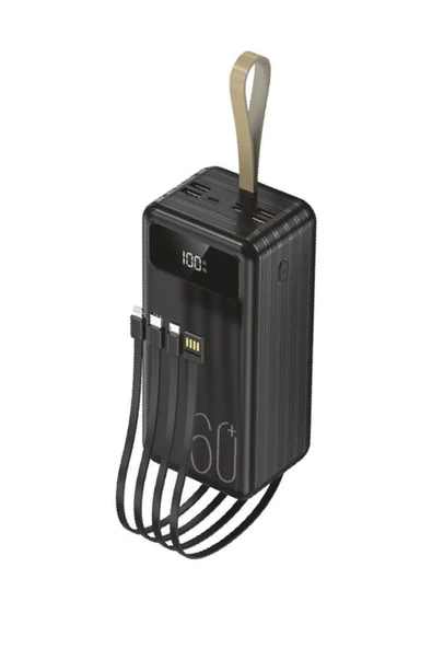 1060 60000mAh Ledli 4 Çıkışlı Taşınabilir Hızlı Şarj Dijital Göstergeli Powerbank - 3