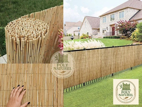 POLYNATUREL Kamış Çit Bambu Hasır Yükseklik 80 Cm En 3,00 Metre Doğal Kamış Gölgelik 0,80x3 Metre - 3