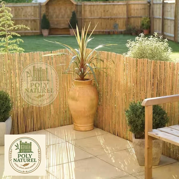 POLYNATUREL Kamış Çit Bambu Hasır Yükseklik 80 Cm En 3,00 Metre Doğal Kamış Gölgelik 0,80x3 Metre - 4