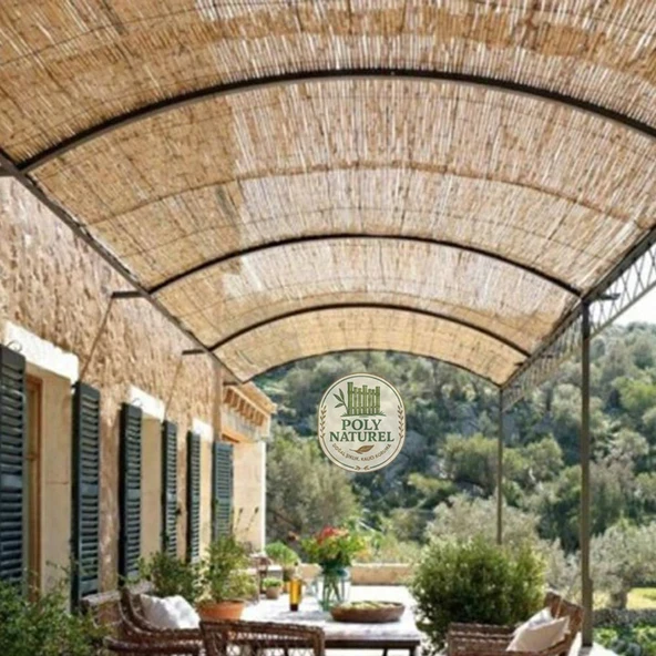 POLYNATUREL Kamış Çit Bambu Hasır Yükseklik 80 Cm En 3,00 Metre Doğal Kamış Gölgelik 0,80x3 Metre - 6