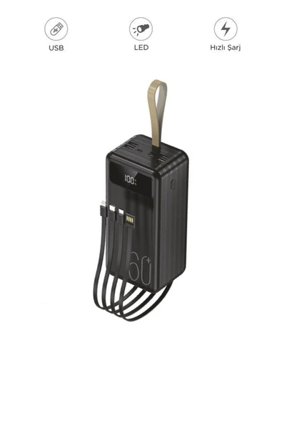1060 60000mAh Ledli 4 Çıkışlı Taşınabilir Hızlı Şarj Dijital Göstergeli Powerbank
