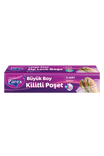 Parex Kilitli Buzdolabı Poşeti Büyük Boy 12 Li