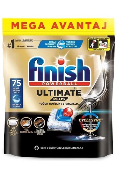 Finish Ultimate Plus Hepsi Bir Arada Bulaşık Makinesi Deterjanı Kapsül Tablet 75 Adet - Resim 2