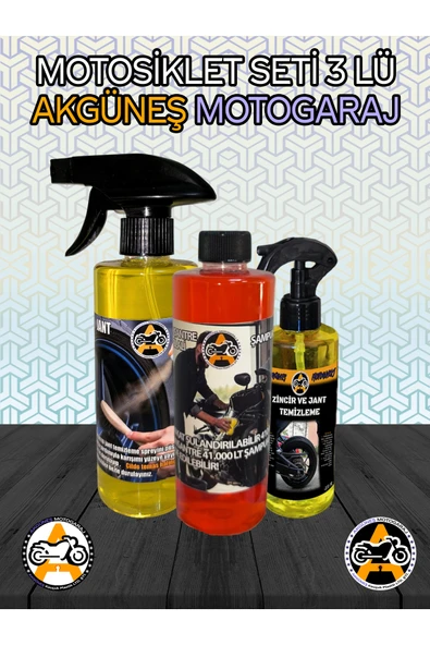 AKGÜNEŞ MOTOGARAJ AKGÜNEŞ MOTOSİKLET BAKIM SETİ 3LÜ