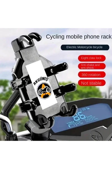 AKGÜNEŞ MOTOGARAJ Akgüneş Titreşim Engelleyicili Ayna Bağlantılı Telefon Tutucu