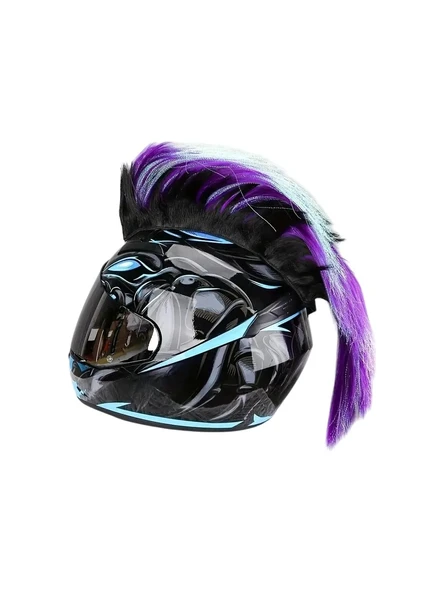 AKGÜNEŞ MOTOGARAJ Mavi, Mor, Kırmızı, Sarı ve Pembe Erkek Kask Saçı  Vantuzlu Motosiklet Aksesuarı - 2