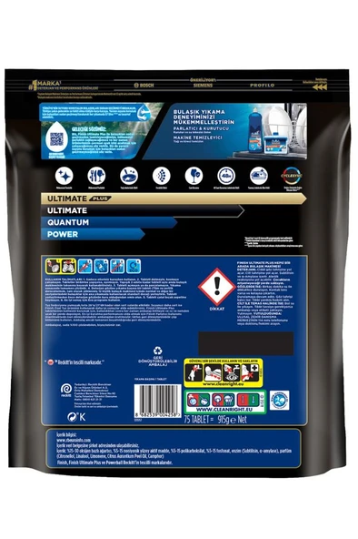 Finish Ultimate Plus Hepsi Bir Arada Bulaşık Makinesi Deterjanı Kapsül Tablet 75 Adet - Resim 9