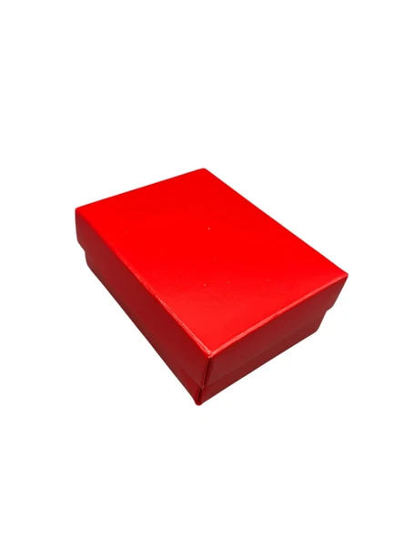 Karton Süngerli Kırmızı Renk 8/6 cm 48 Adet Üçlü Set Takı Kutusu - 1