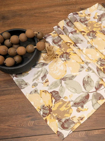 LOOM & LAUREL Jakarlı Dokuma Dekoratif Runner 45x140 cm Sarı Çiçekli - Resim 7