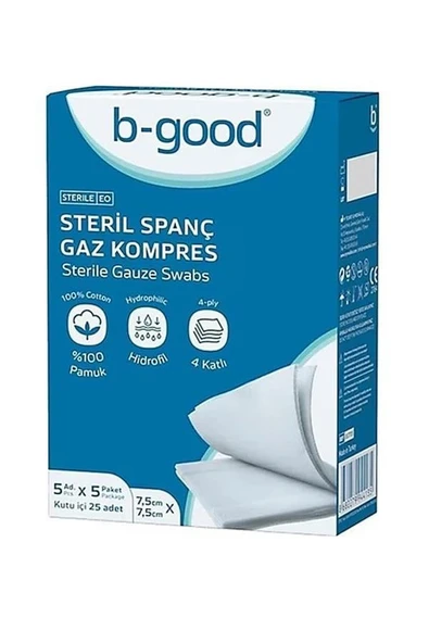 B-GOOD GAZ KOMPRES 7,5 X 7,5 CM 25'Lİ ürün görseli 1