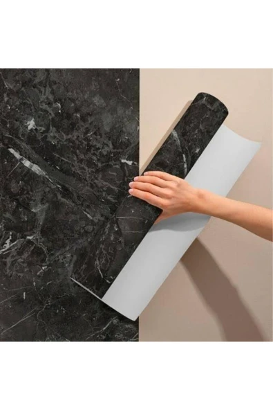 AKGÜNEŞ MOTOGARAJ Siyah Mermer Desenli Yapışkanlı Kaplama Kağıdı 5 Metre - 2