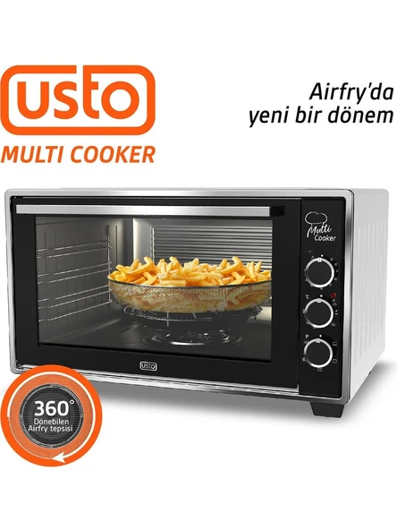 Usto 2105 Airfry Özellikli 50lt Multi Cooker Midi Fırın Beyaz ürün görseli 1