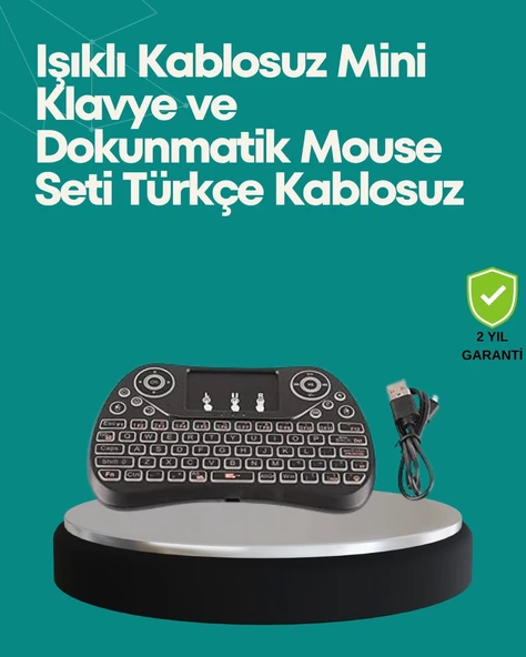 Işıklı Kablosuz Mini Klavye – 2.4 GHz, Dokunmatik Mouse Özellikli - 1