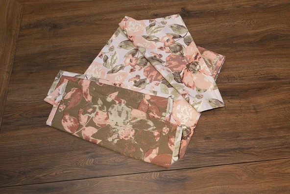 Jakarlı Dokuma Dekoratif Runner 45x140 cm Pembe Çiçekli ürün görseli