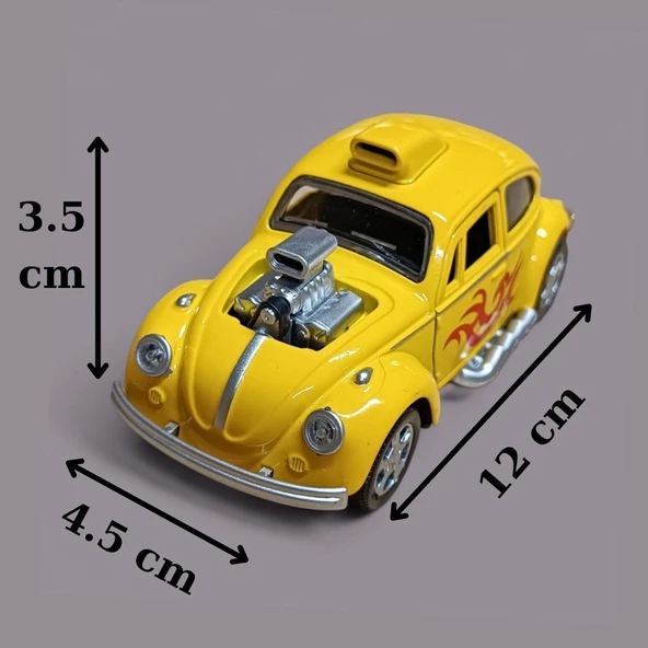 Metal Araba Çek Bırak Vw Bettle Modifiye Sarı Sesli ve Işıklı - 1
