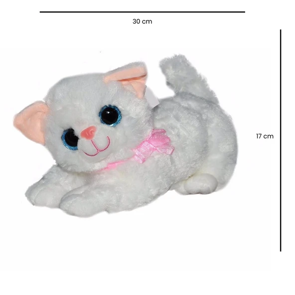 Sesli Peluş Kedi  30 cm - 1609032 - Beyaz - 2