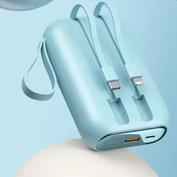 20.000mAh Dijital Göstergeli Dahili Çoklu Kablolu Taşınabilir 22.5W Hızlı Şarjlı Powerbank Hafif Mini Boyut Minimalist Tasarım Asma Aparatlı - Resim 3