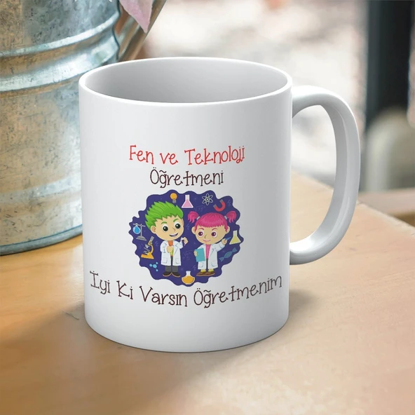 Fen ve Teknoloji Öğretmenlerine Özel İyi Ki Varsın Yazılı Öğretmenler Günü Hediyelik Baskılı Kupa ürün görseli 1