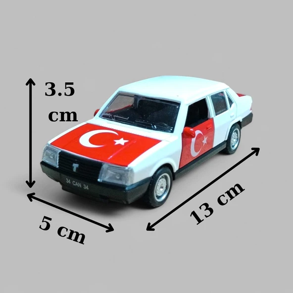 Nostaljik Metal Çek Bırak Türk Bayraklı Beyaz Tofaş Şahin Araba Kapılar Açılır ürün görseli