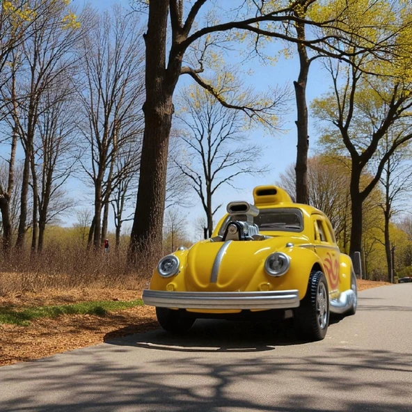 Metal Araba Çek Bırak Vw Bettle Modifiye Sarı Sesli ve Işıklı - 2