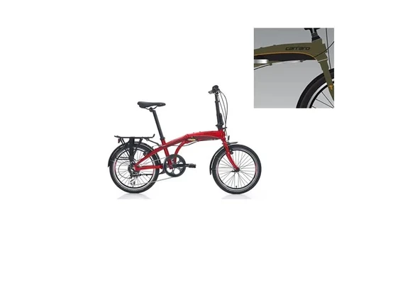 CARRARO FLEXI 108 V KATLANIR BİSİKLET 285H 20 JANT 8 VİTES MAT HAKİ SİYAH TURUNCU ürün görseli 1
