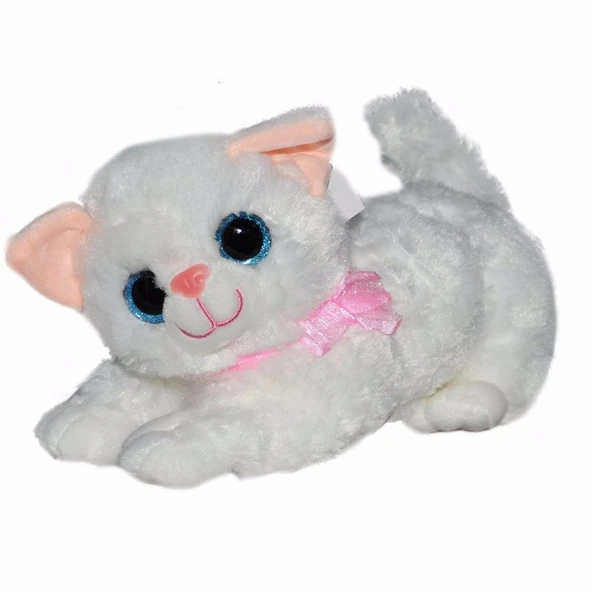 Sesli Peluş Kedi 30 cm - 1609032 - Beyaz
