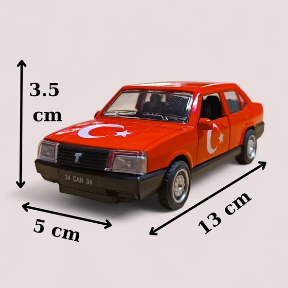 Nostaljik Metal Çek Bırak Türk Bayraklı Kırmızı Tofaş Şahin Araba Kapılar Açılır ürün görseli