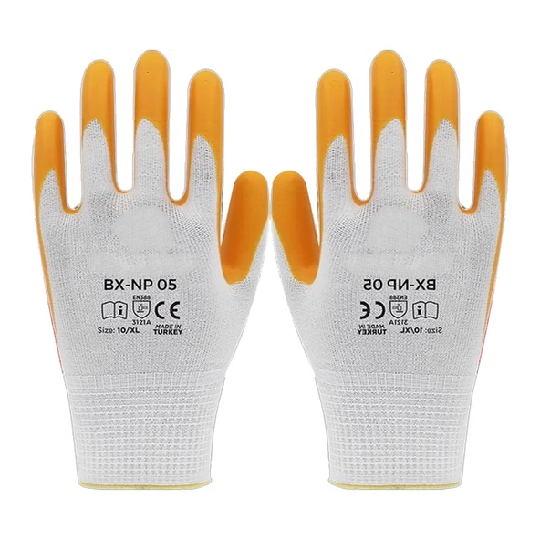 Polyester Örme Nitril Eldiven 10XL Kaplama Dayanıklı İş Eldiveni İmalat Montaj Lojistik Tarım Sanayi - Resim 7