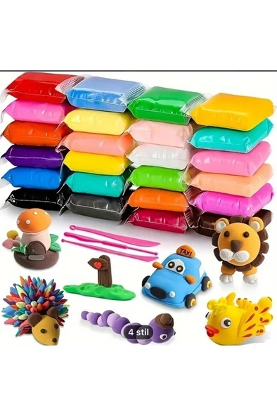 Zıplayan Kil Oyun Hamuru Karışık Renkli (12 Adet 73 Gr ) Air Dry Clay Hava ile Kuruyan Modelleme Kili - 2