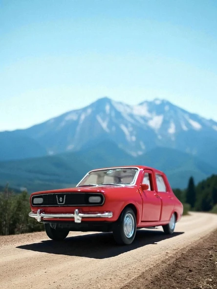 Nostaljik Metal Çek Bırak Kırmızı Araba Renault 12 Kapılar Açılır - Resim 2